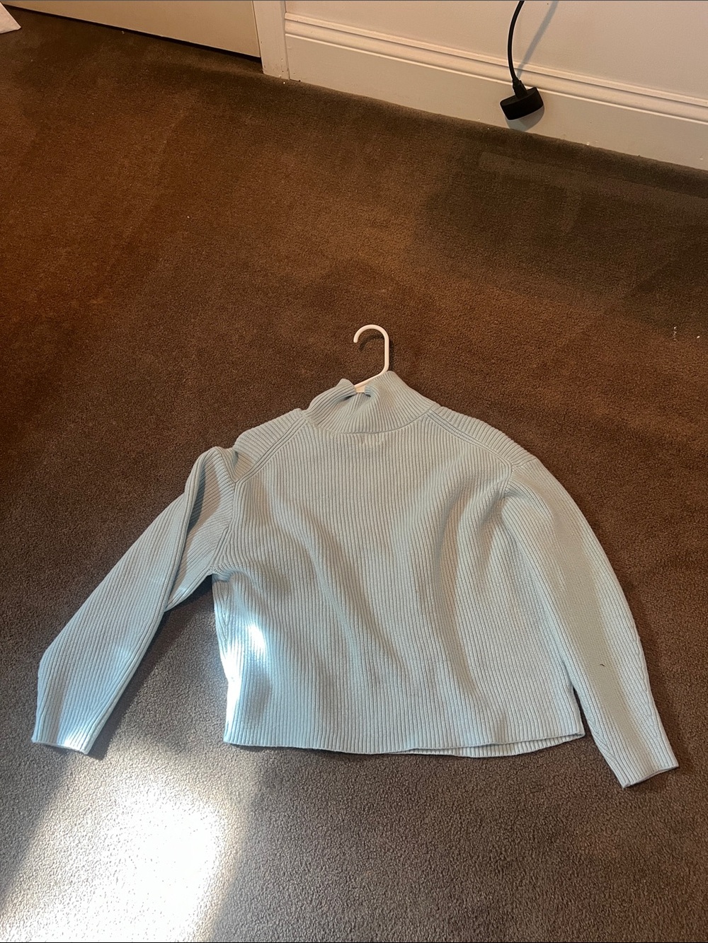 Light Blue Ribbed Mock Neck Sweater